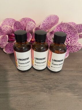 Limonene Terpene Isolate Bottles - Amber Glass Set (Brown, White, Black)